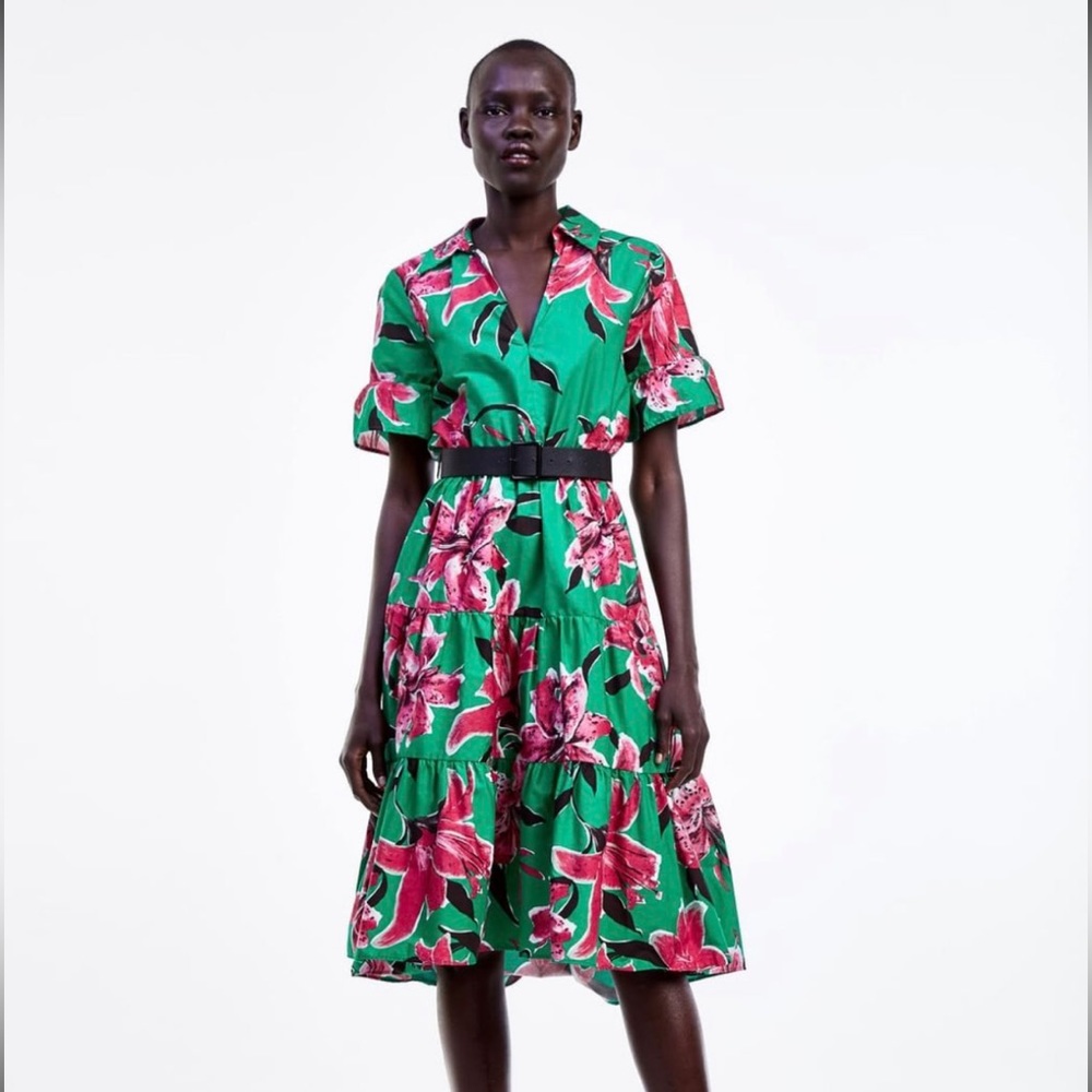 BRANDNEW NEVERWORN Zara floral woven midi dress